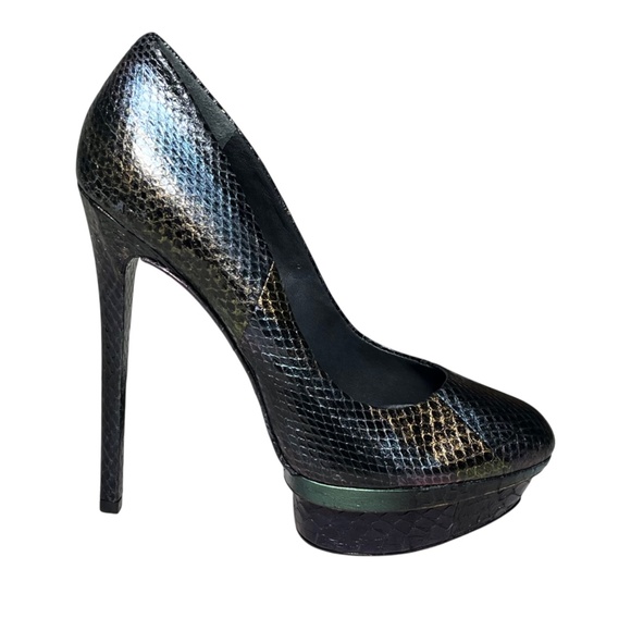 Brian Atwood Ferguson Iridescent Snakeskin Print Leather Platform Pumps Size 8 - Picture 5 of 15